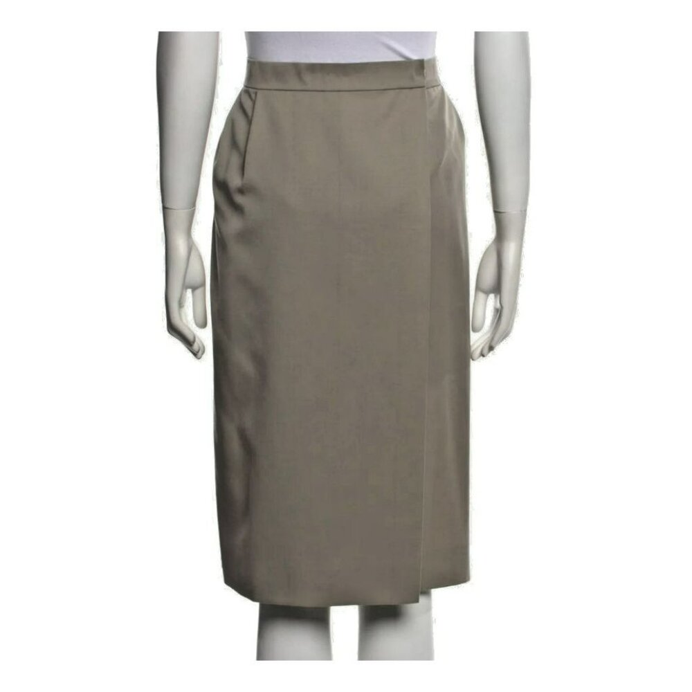 Givenchy Glamour Vintage Cupro Midi Pencil Skirt Size 13 Khaki Beige - Picture 6 of 6